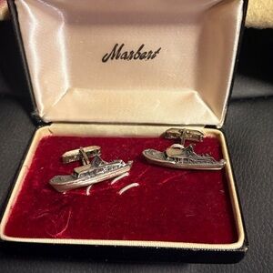 Vintage Watercraft Cufflinks — Silver Tone